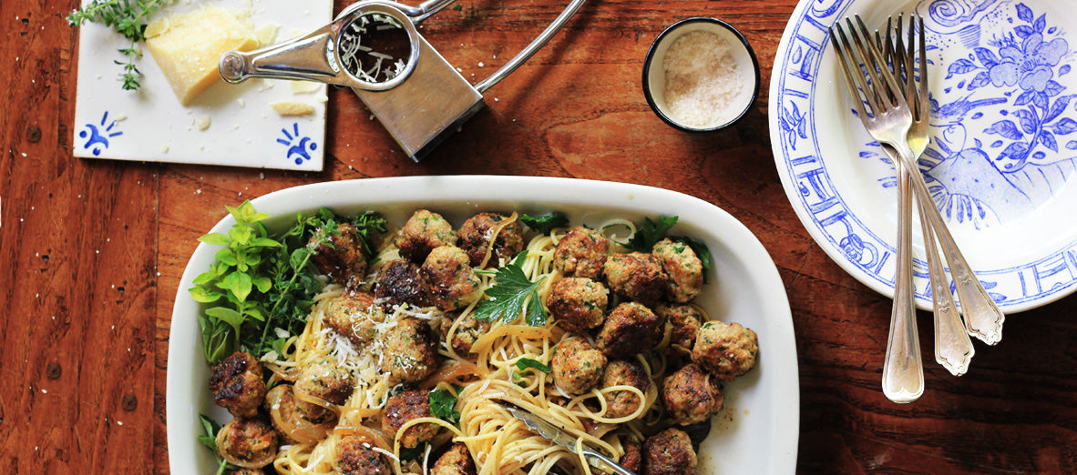 Spaghetti with Herbed Ricotta Meatballs Recipe