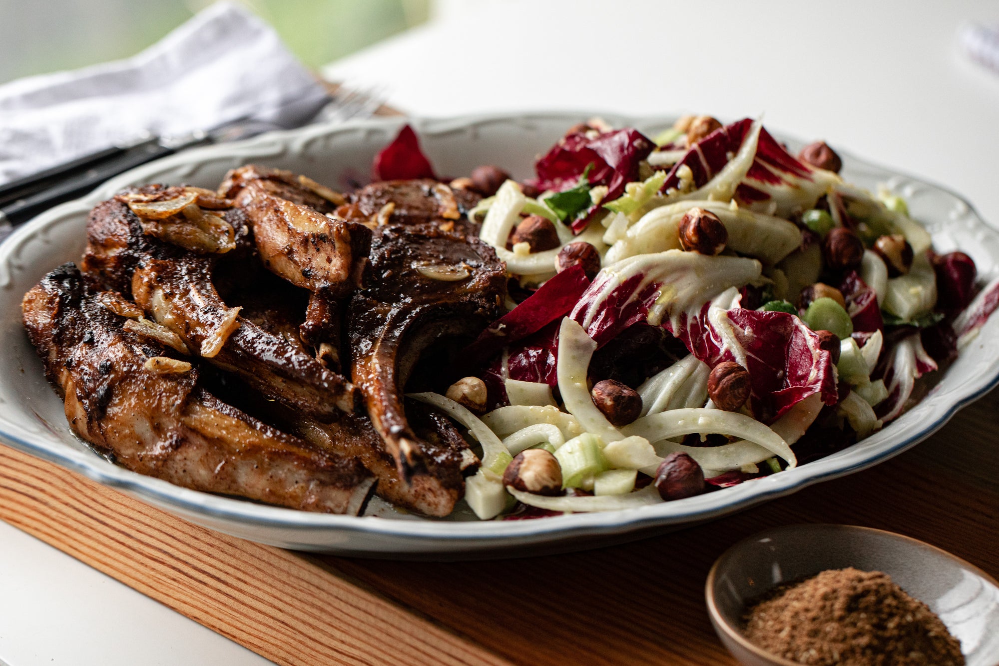 Spiced Lamb Scottadito with Radicchio, Fennel & Lemon Salad recipe