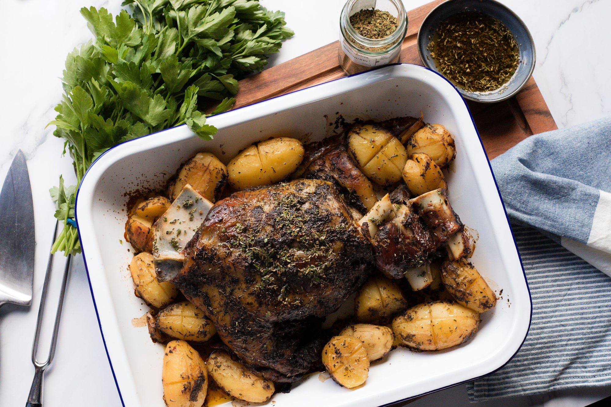 Slow Cooked Chimichurri Lamb with Lemon & Garlic  recipe