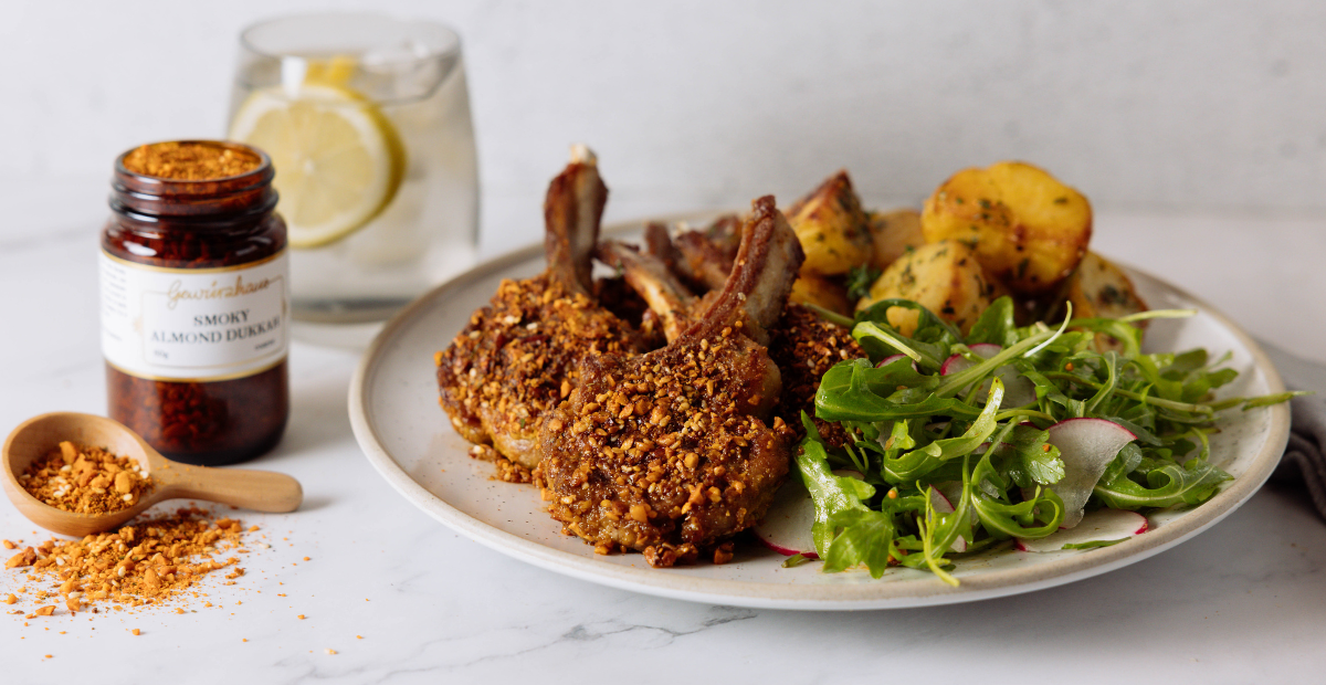 Smoky Almond Dukkah Crusted Lamb Cutlets