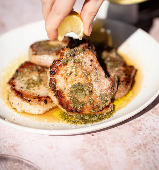 Pork Steaks with Saltbush Butter Sauce