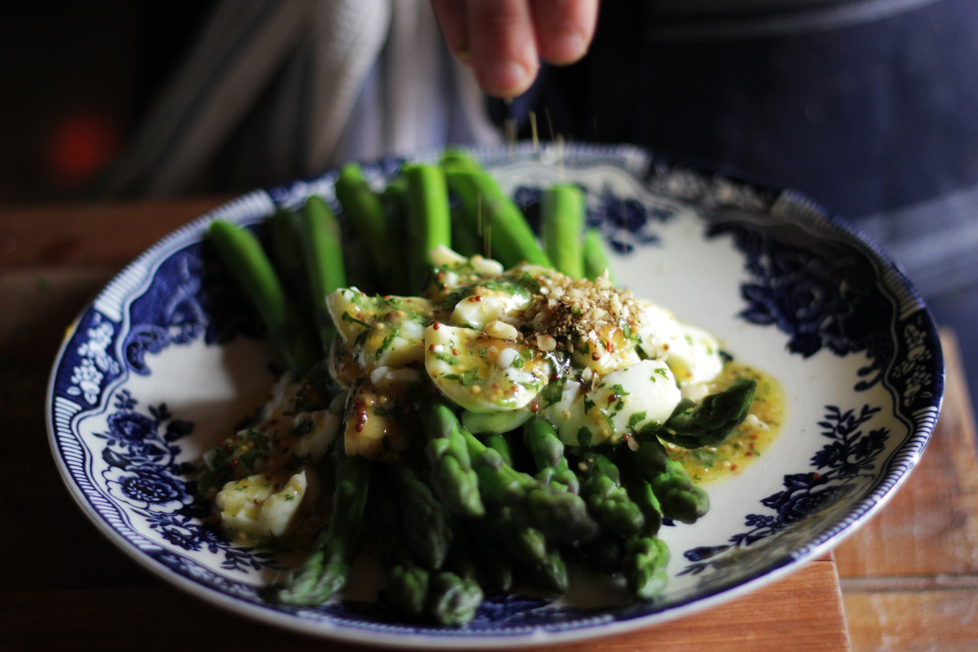 Asparagus with Soft Boiled Eggs & Dukkah