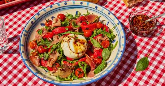 Burrata & Roasted Tomato Salad with Italian Chilli & Garlic Oil