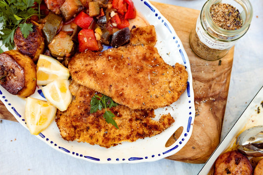 Chicken Schnitzel with French Lavender Salt Crumb - Gewürzhaus