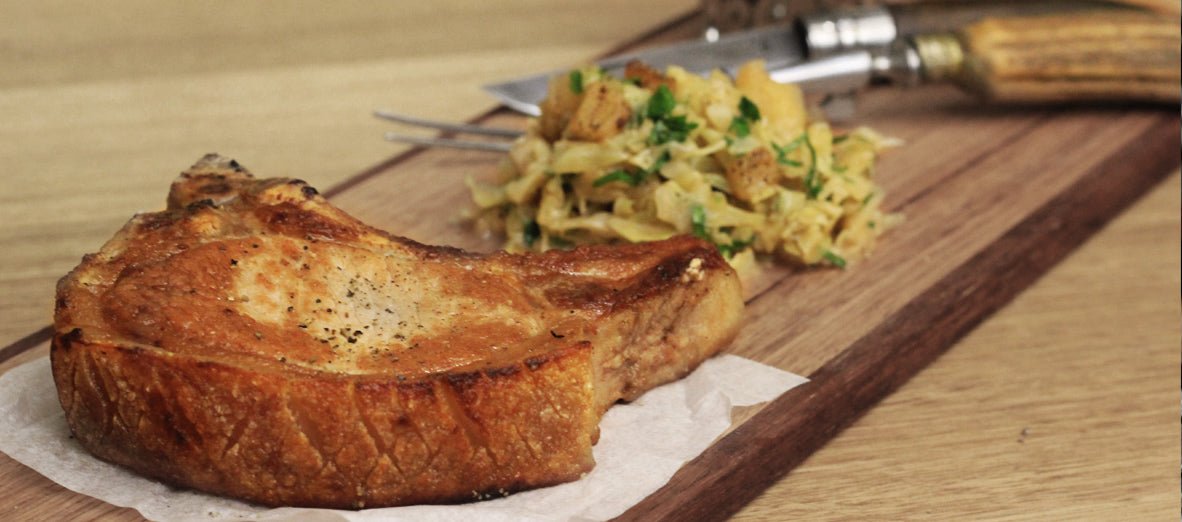 Pork Chop with Cider-Braised Cabbage - Gewürzhaus