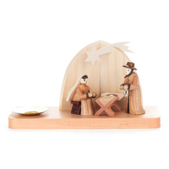 Candle holder with nativity scene