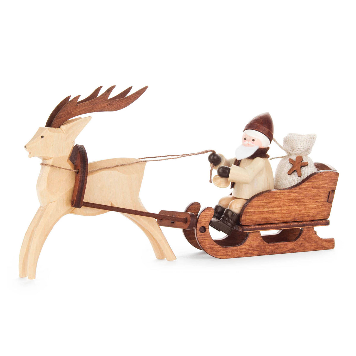 St. Nicholas in reindeer sleigh natural