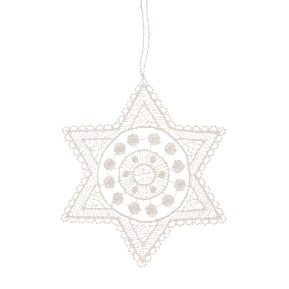 Hanging Tree Ornament, Lace Star with Spots