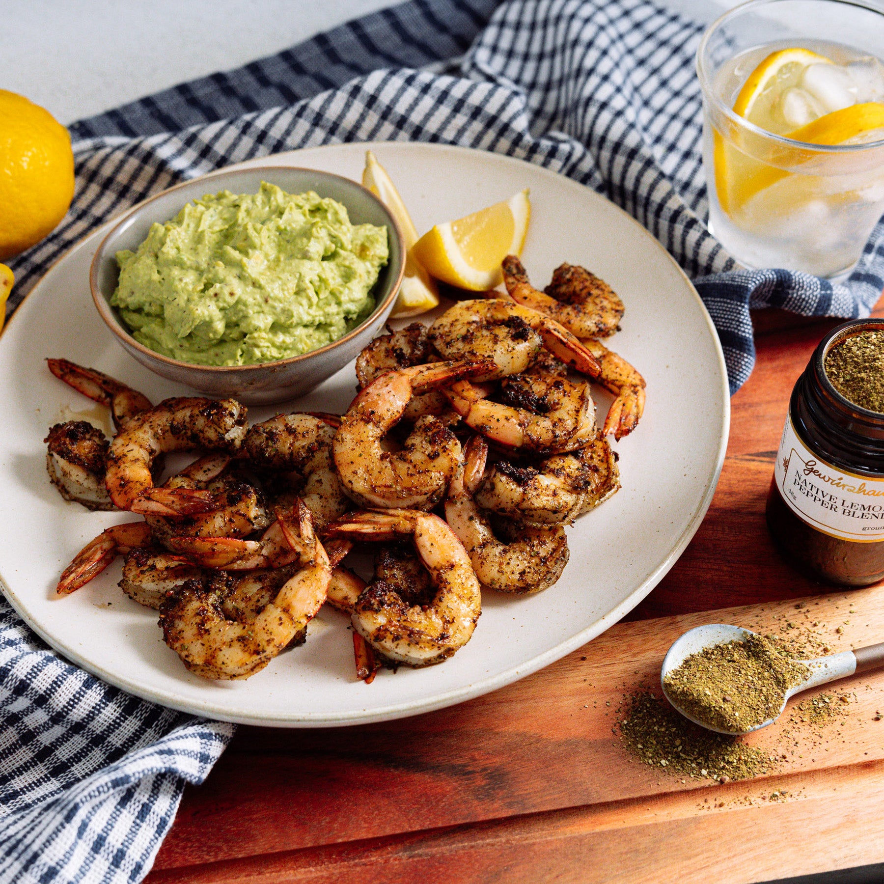 Lemon pepper prawns - Australian flavours