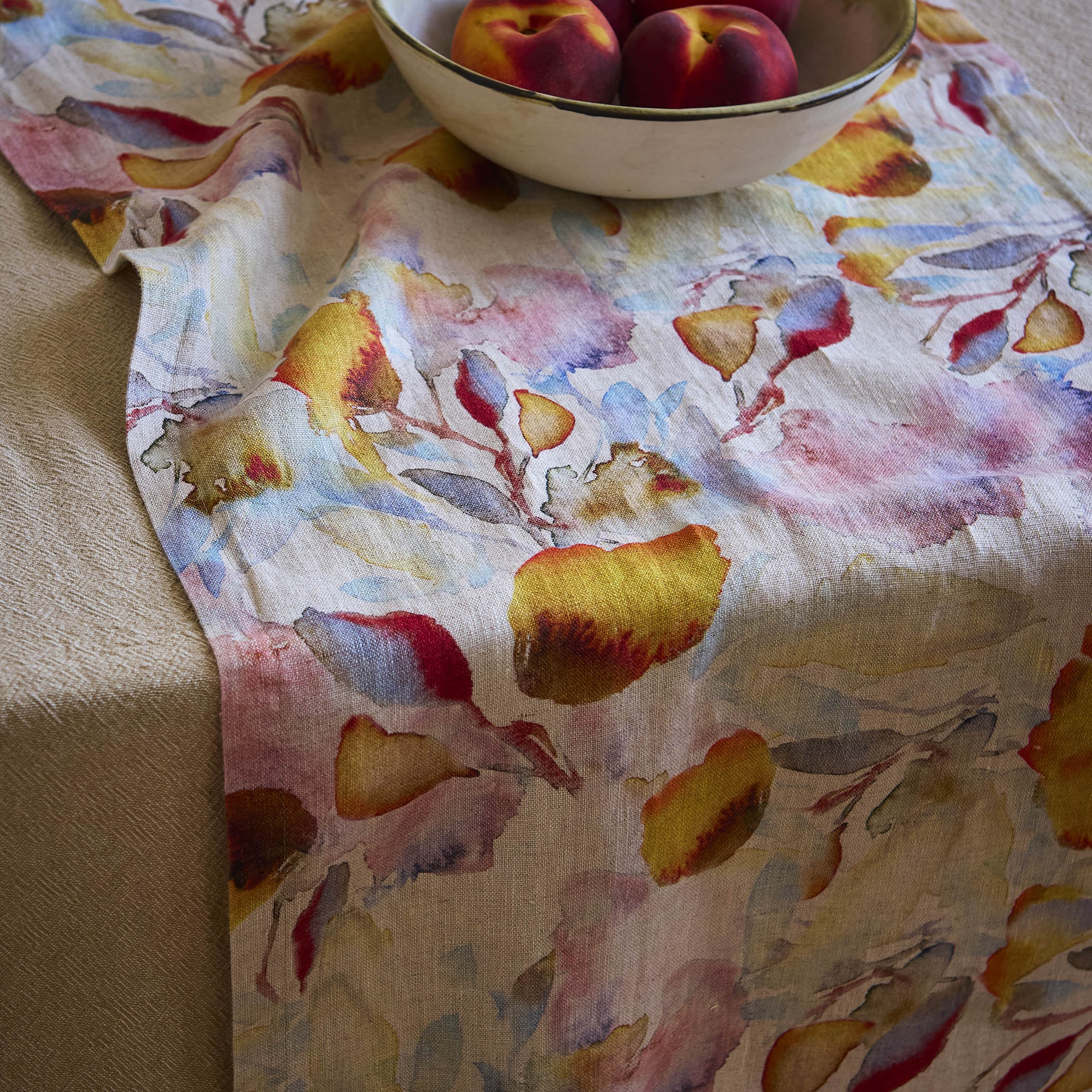 Gewürzhaus - Linen Table Runner Orange Flow on Natural