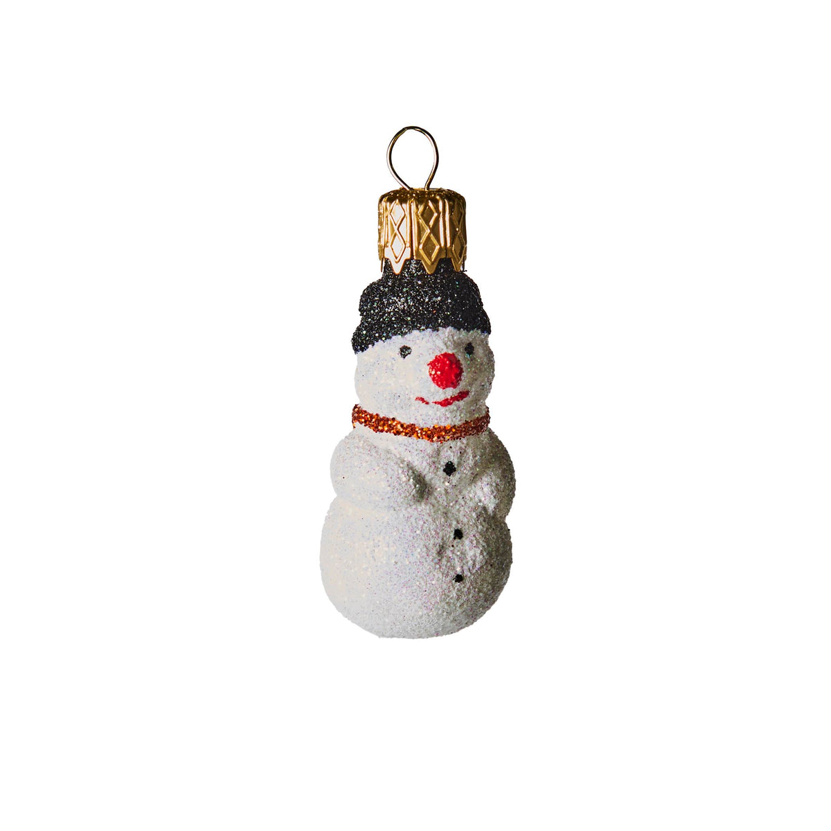 Hand Blown Glass Hanging Ornament, Mini Snow Man