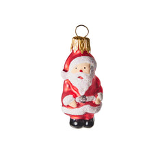 Hand Blown Glass Hanging Ornament, Mini Santa Claus