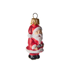 Hand Blown Glass Hanging Ornament, Mini Santa Claus