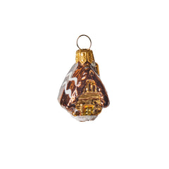 Hand Blown Glass Hanging Ornament, Mini Brown House