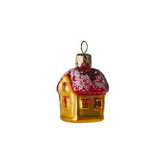 Hand Blown Glass Hanging Ornament, Mini Red House