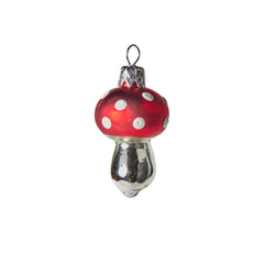 Hand Blown Glass Hanging Ornament, Mini Toadstool