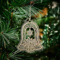 Hanging Tree Ornament, Lace Bell with Poinsettia