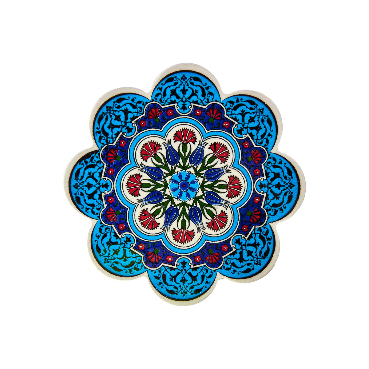 Teal Blue & Red Turkish Trivet