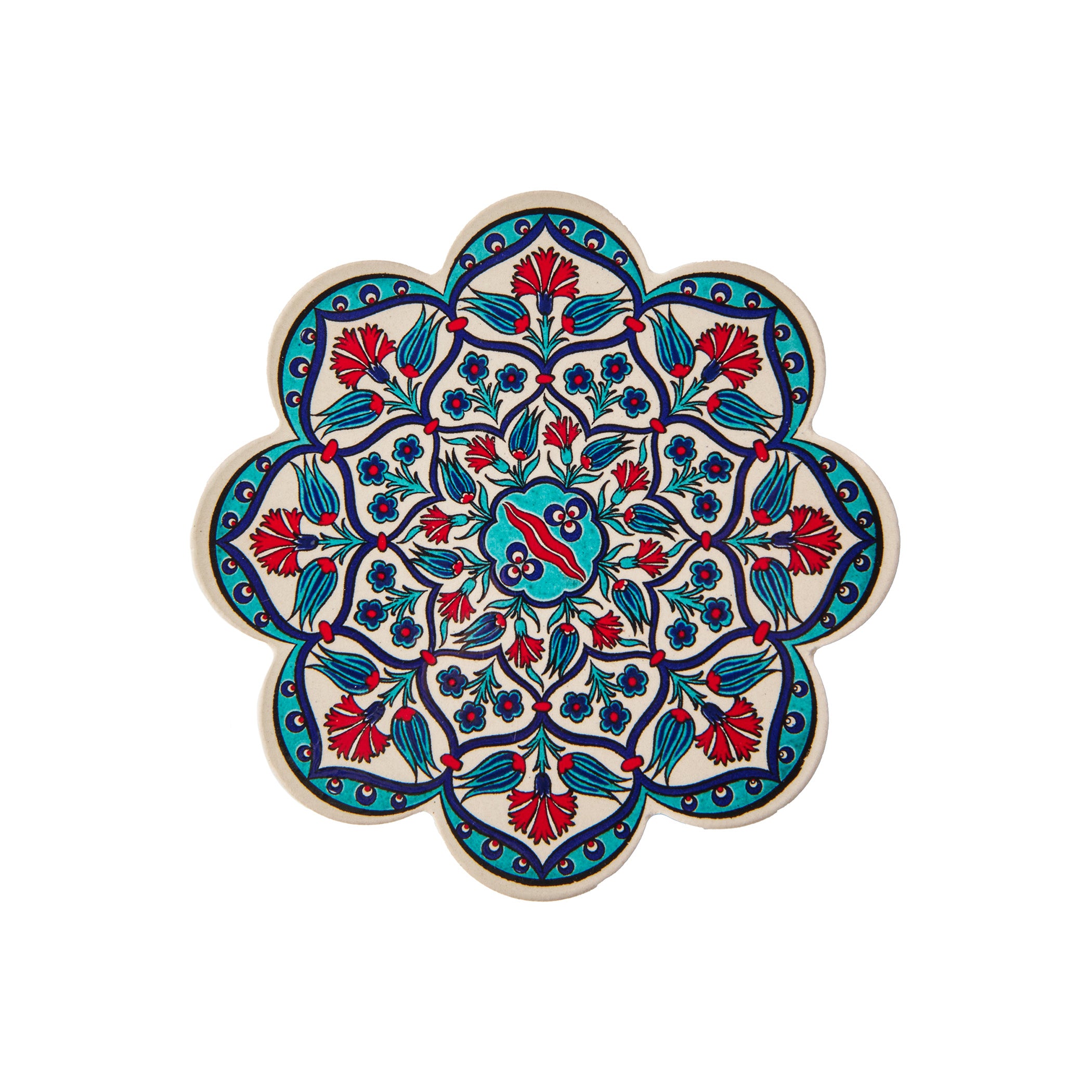 White Teal Red Turkish Trivet