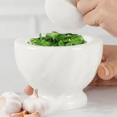 Mushroom Mortar & Pestle Marble White