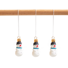 Hand Blown Glass Hanging Ornament, Mini Snow Man