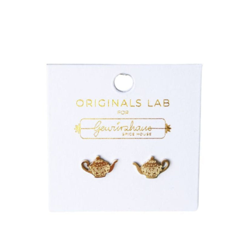 Tea Pot Stud Earring 18K Gold Plated - Gewürzhaus